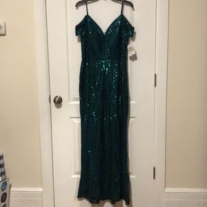 Brand new teal sequin evening gown